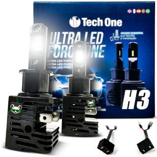 Kit Par Lâmpada Automotiva Ultra Led Force One 8000K 4100 Lúmens Encaixe Modelo H3 Tech One em Oferta na Shopee