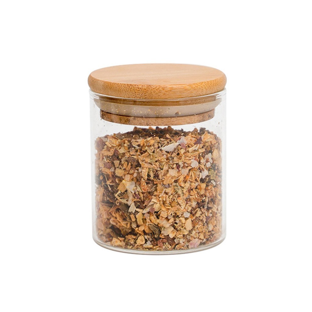 Pote de vidro 200ml tampa de bambu hermético redondo - Tud - Home & Living