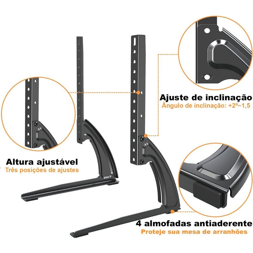 Suporte De Tv 16-42"  32 -75'' Mesa Universal Base Pé Monitores Samsung LG  Alta qualidade