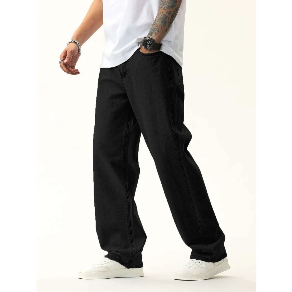 Calça jeans balão unisex dazzling boca larga estilo skate