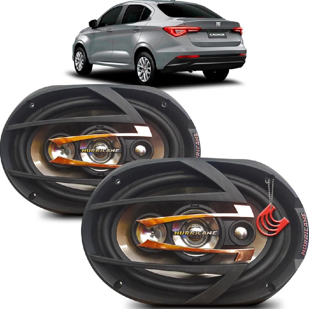 Kit Falantes Medios Portas Dianteiras Fiat Cronos - Hurricane Platino Quadriaxial 6x9 polegadas 600w - Spare Parts and Accessories for Vehicles