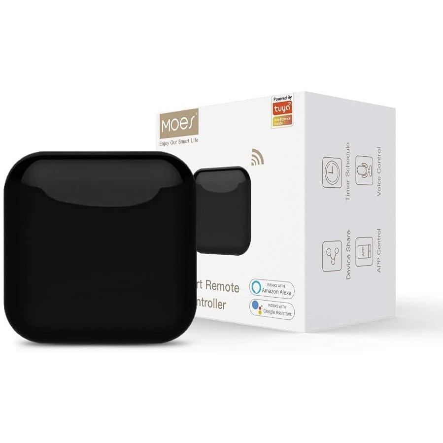 Controle Inteligente IR + RF 315/433 MHz Moes Smart Wi-fi Compatível c/ Alexa Google Home Tuya Preto