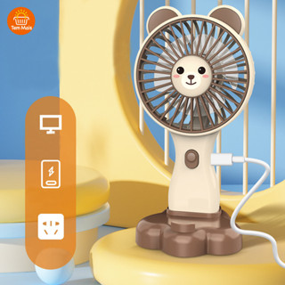 Mini ventilador de mão portátil que se recarrega via USB e possui suporte para escritório em Oferta na Shopee