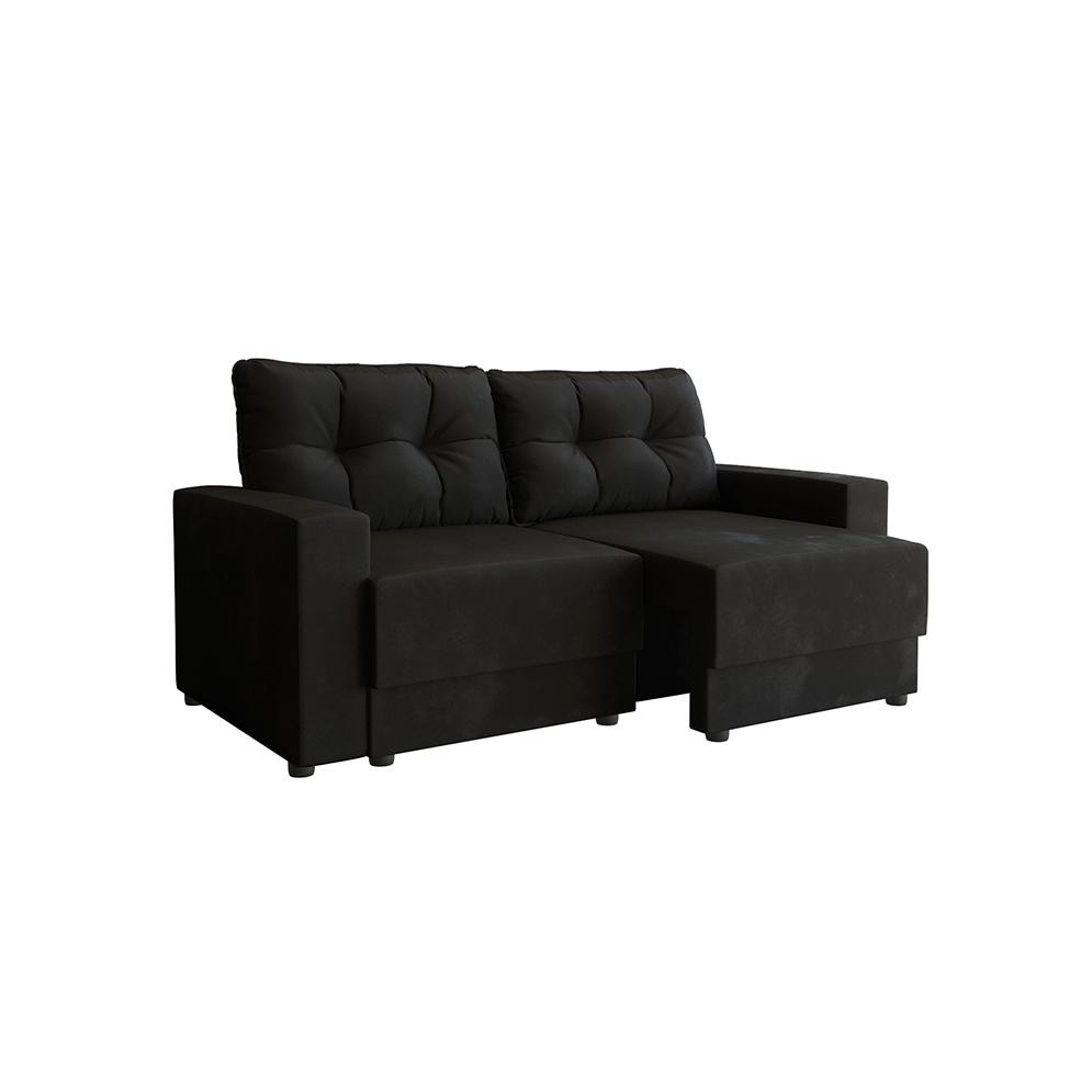Sofá 2 Lugares Retrátil Lubeck Suede Preto 140 cm em Oferta na Shopee