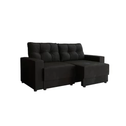 Sofá 2 Lugares Retrátil Lubeck Suede Preto 140 cm