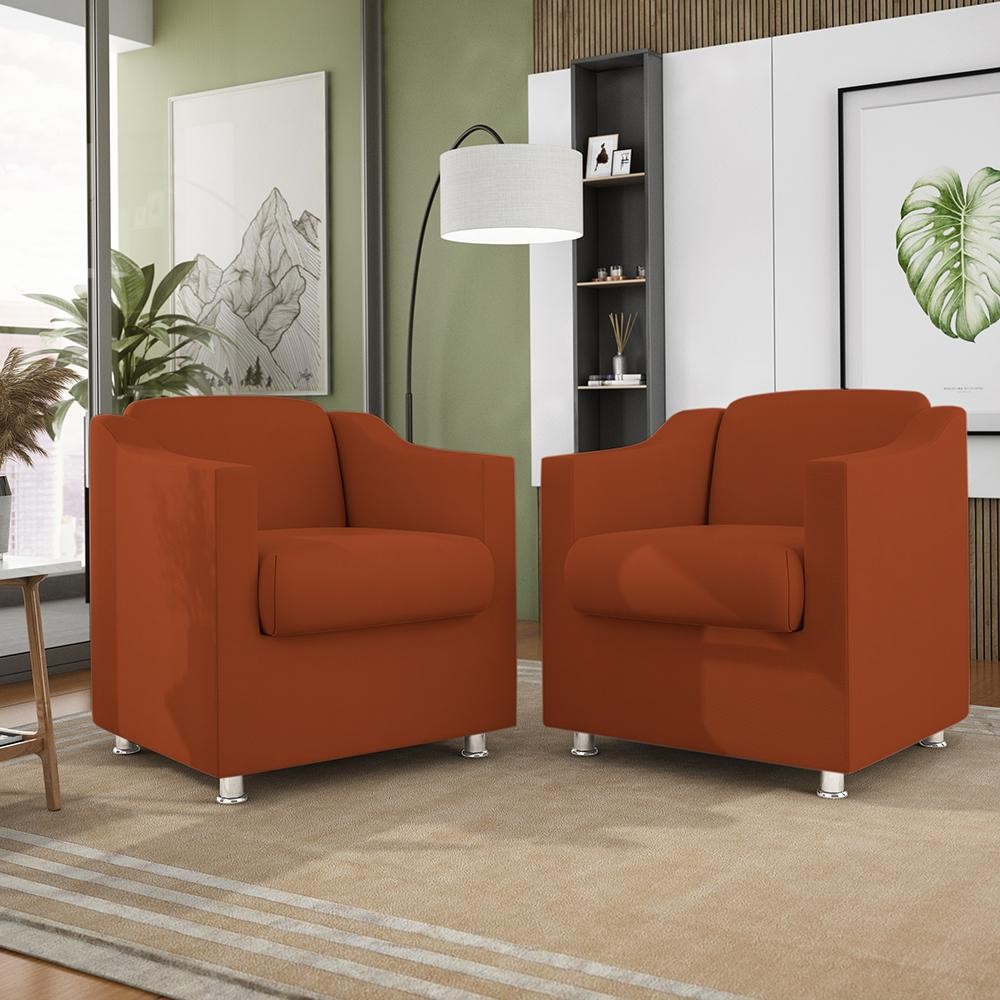 Kit 02 Poltronas Recepção Consultório Suede – Balaqui Decor