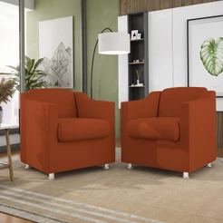 Kit 02 Poltronas Recepção Consultório Suede – Balaqui Decor