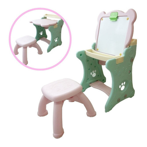 Mesa Infantil Didática 2 Em 1 Com Lousa Inmetro Magnética Cor Verde Rosa Importway em Oferta na Shopee