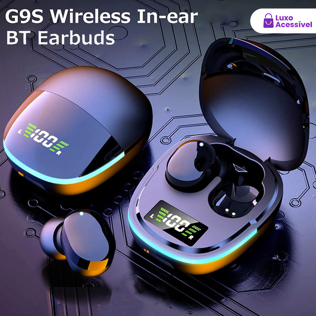 G9S/E6S, Fone De Ouvido Gaming, Água Prova, Ruído Cancelado, Bluetooth Sem Fio, Som Estéreo HiFi, Microfone - TX