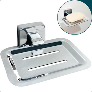 Saboneteira Parede Banheiro Porta Sabonete Metal Inox Cromado Suporte Box Pia Lavabo Fixação Dupla em Oferta na Shopee
