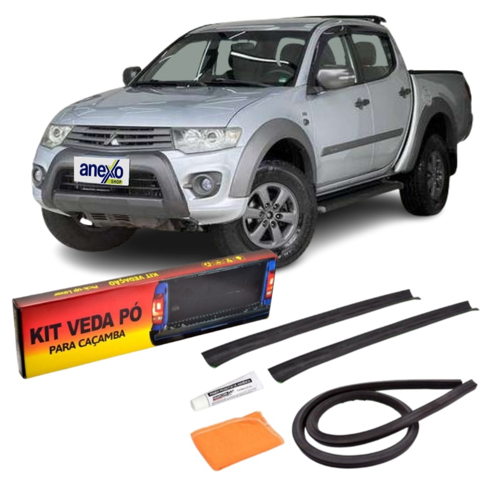 Kit Vedação Tampa Caçamba Mitsubishi L200 Triton HPE 2008 a 2016 Veda Pó Protetor de Sujeira e Líquidos