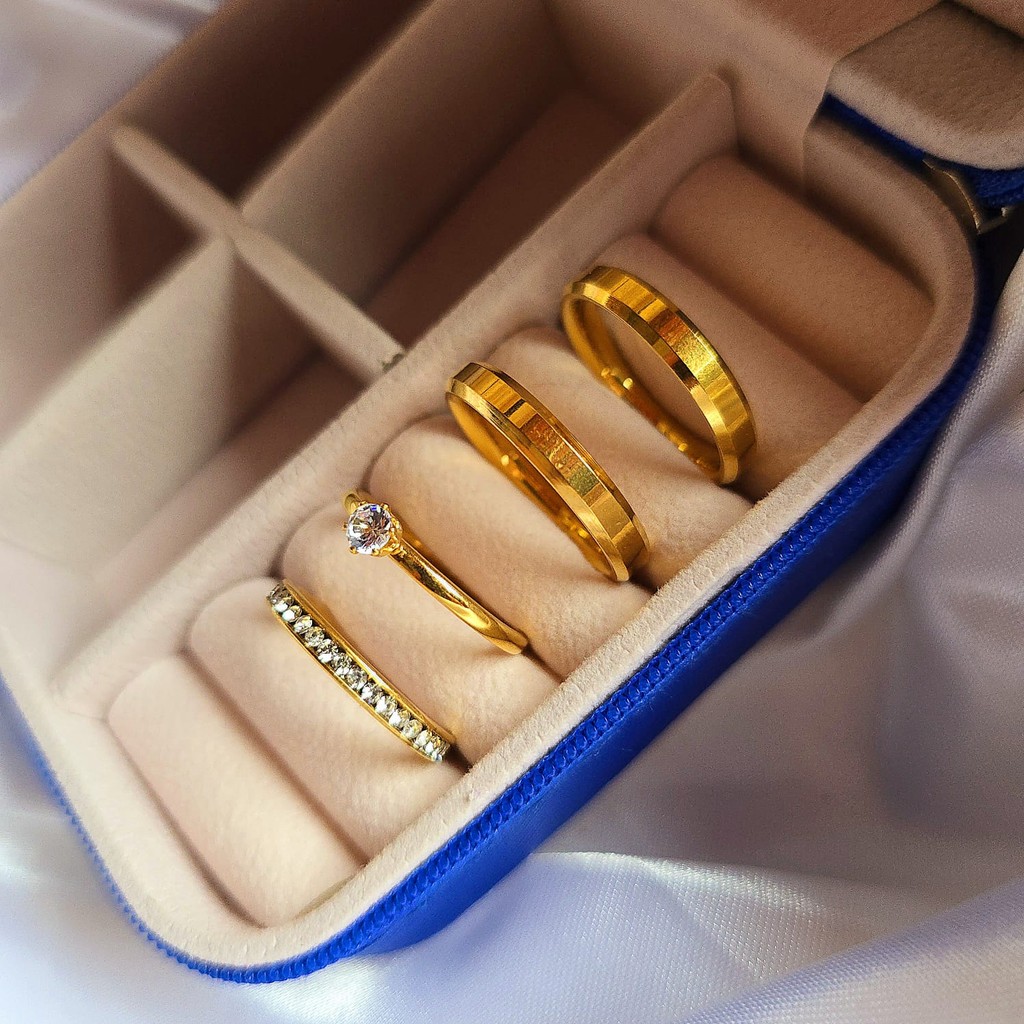 Kit aliança de casamento lisa  chanfro 4mm banhado moeda antiga + gravação + anel + aparador (COD-05)