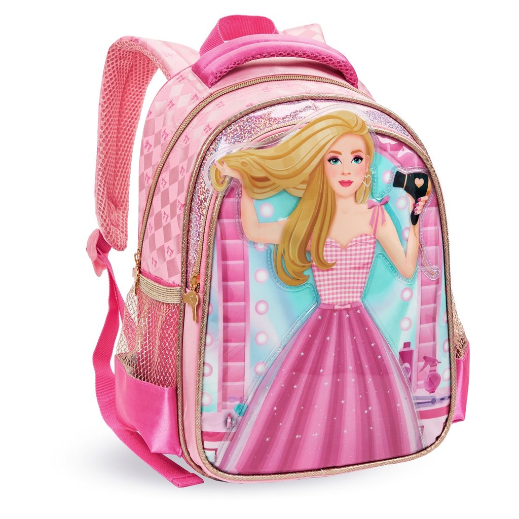 Mochila Costas Princesa Infantil Escolar Barbie Rapunzel Denlex