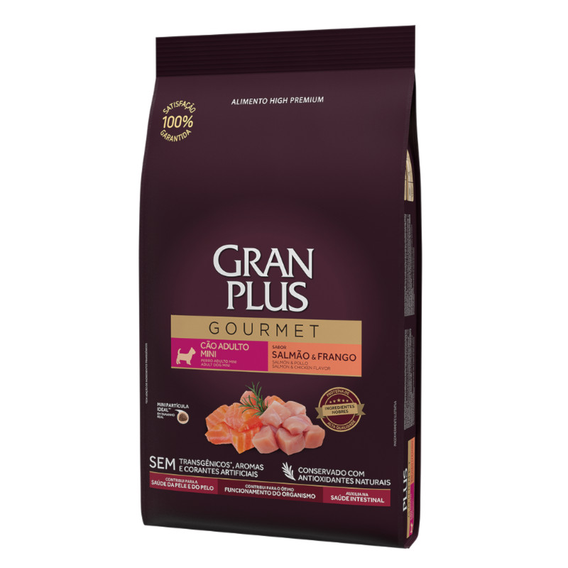 Ração GranPlus Gourmet para cachorros adultos raças pequenas e mini salmão e frango 10,1kg - Pets
