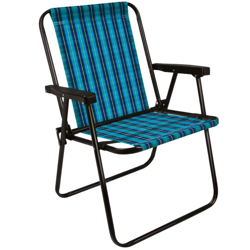 Cadeira de Praia Alta de Aço Pintado Xadrez 002052 BEL em Oferta na Shopee
