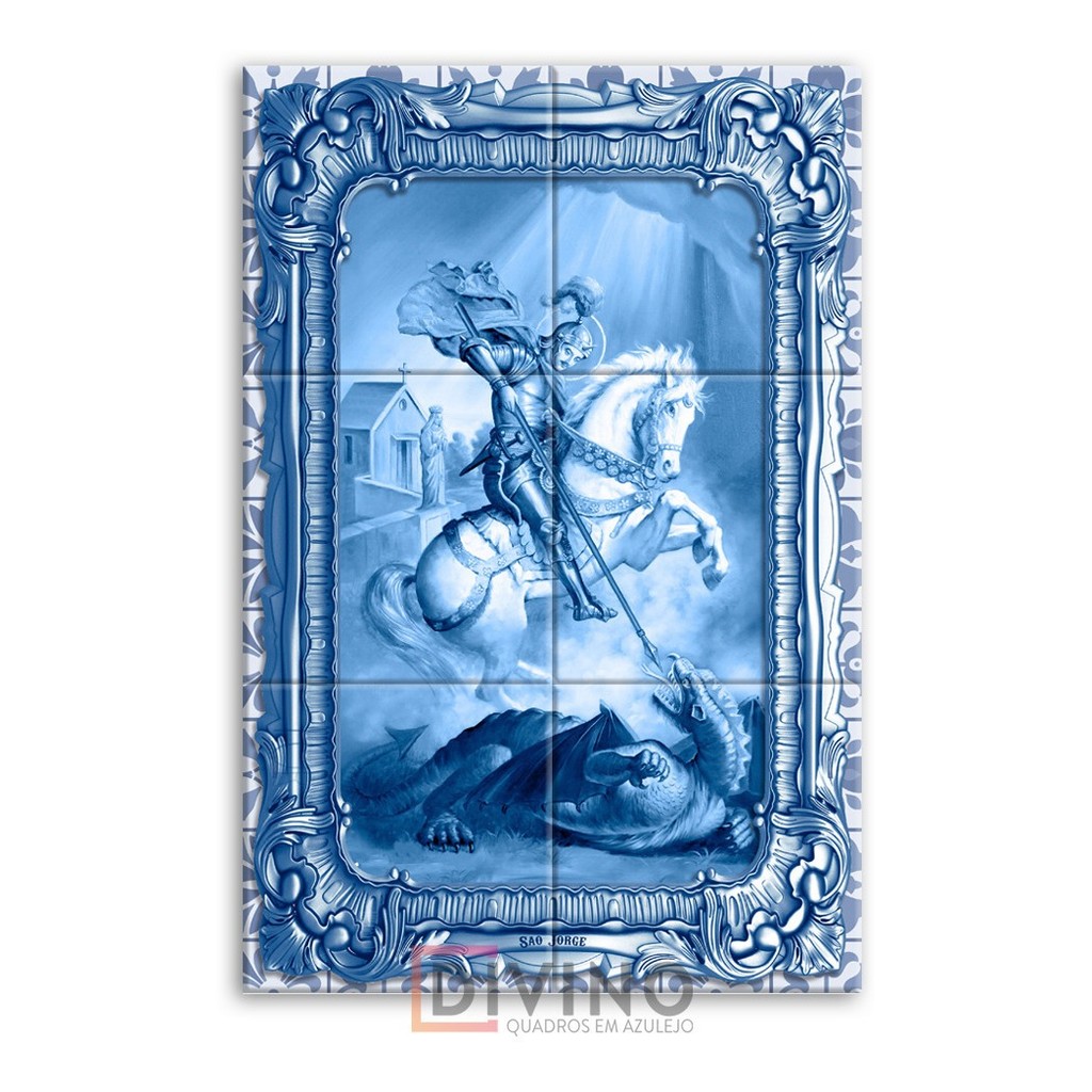 Quadro Imagem De São Jorge Quadro 100% Em Azulejo 40x60cm