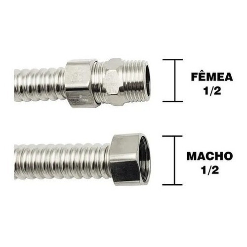 Flexível Cromado 1/2 Para Agua 40Cm + Canopla 1/2