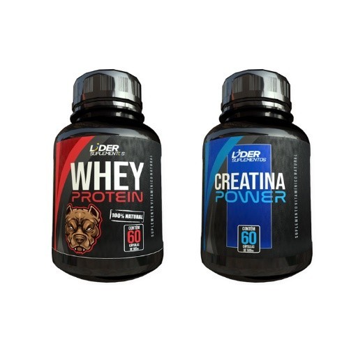 Whey Protein e Creatina Power - 60 cápsulas De 500mg kit com 2 potes em Oferta na Shopee