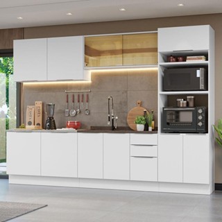 Armário de Cozinha Completa 310cm Branco Stella Madesa 03 em Oferta na Shopee