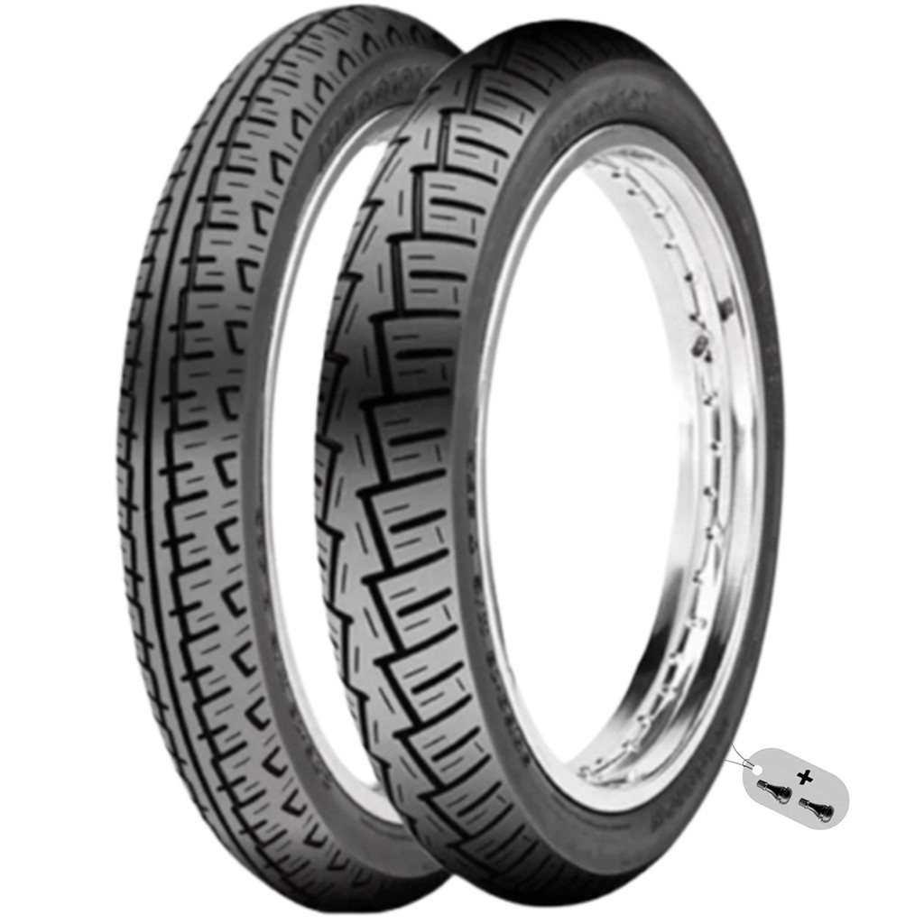 Par de Pneu Para Moto Winner 90/90-18 Traseiro e 275-18 Dianteiro Maggion Para Uso Sem Câmara  + 2 Válvulas de Brinde