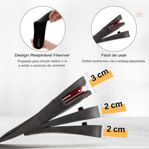 Palmilha Altura Eleva Até 7cm Conforto E Aumenta Altura Anti Impacto