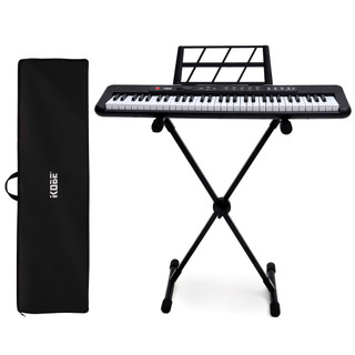 Kit Teclado Musical Kobe KB-150 Preto 61 Teclas Com Suporte e Capa