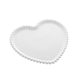 Prato Wolff Beads de Porcelana Branco 25cm x 22cm x 2cm