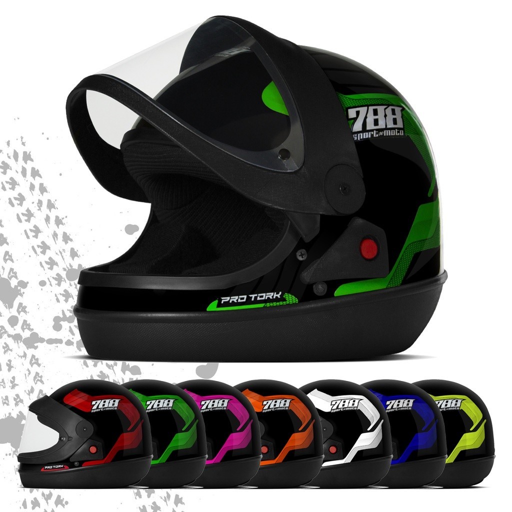 CAPACETE SPORT MOTO 788 Fechado Automático Barato Pro Tork Masculino Feminino Moto Verde