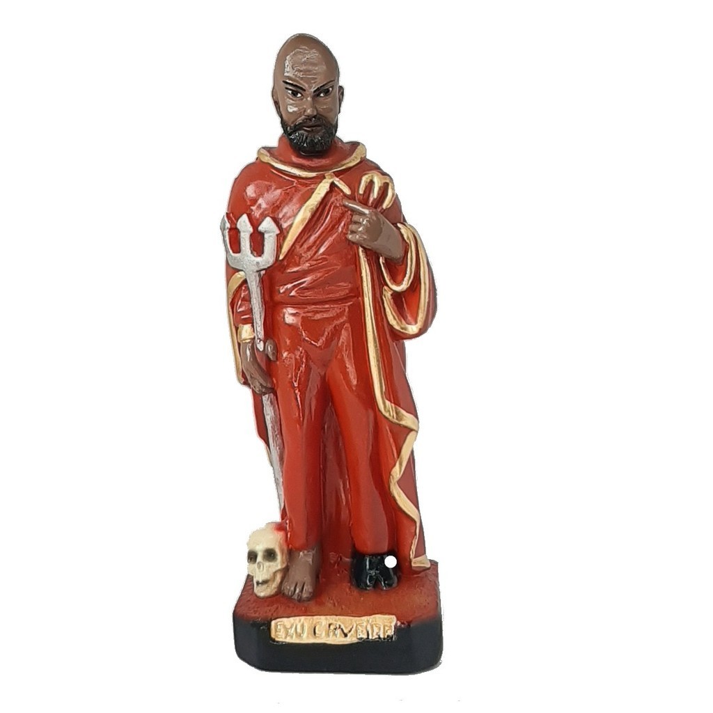Escultura Estátua Estatueta Exu Caveira Imagem Em Gesso 22cm Candomblé Umbanda Altar Congá Porteira Tronqueira