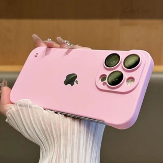 Novo Estilo De Slim Bezel-less Hard Case For iPhone 15 14 13 12 Pro Max Luxo Sólido Cor Resistente A Choques Com Protetor De Lente De Vidro