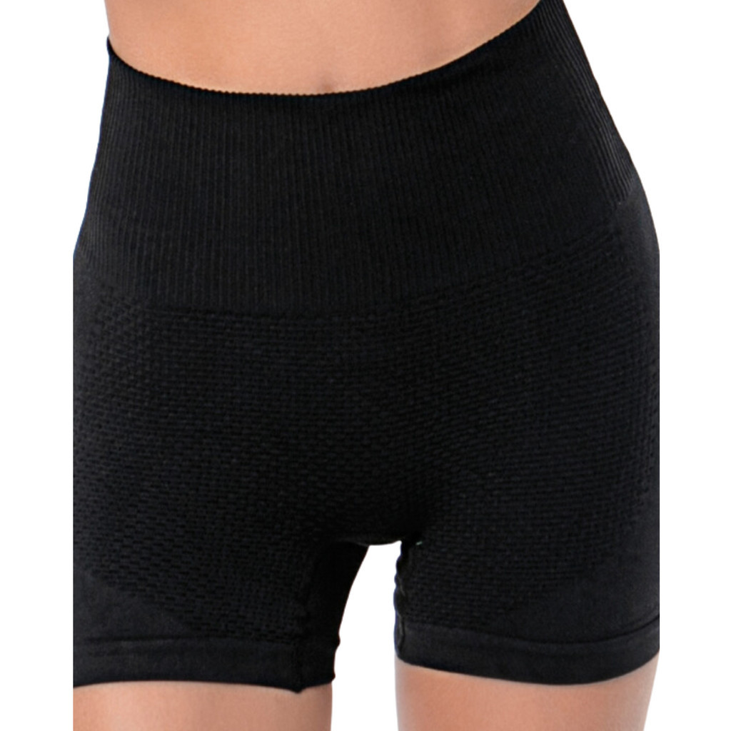 Short Feminino DeMillus Cintura Alta Canelado Fitness Academia Treino Corrida Crossfit Caminhada Microfibra Dia a Dia