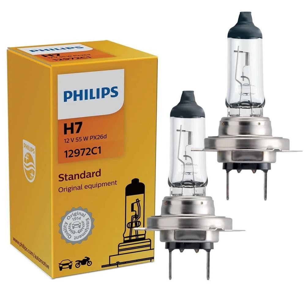 Par Lâmpada Philips Standard 55W 12V H7 PX26d Hiodo Farol em Oferta na Shopee