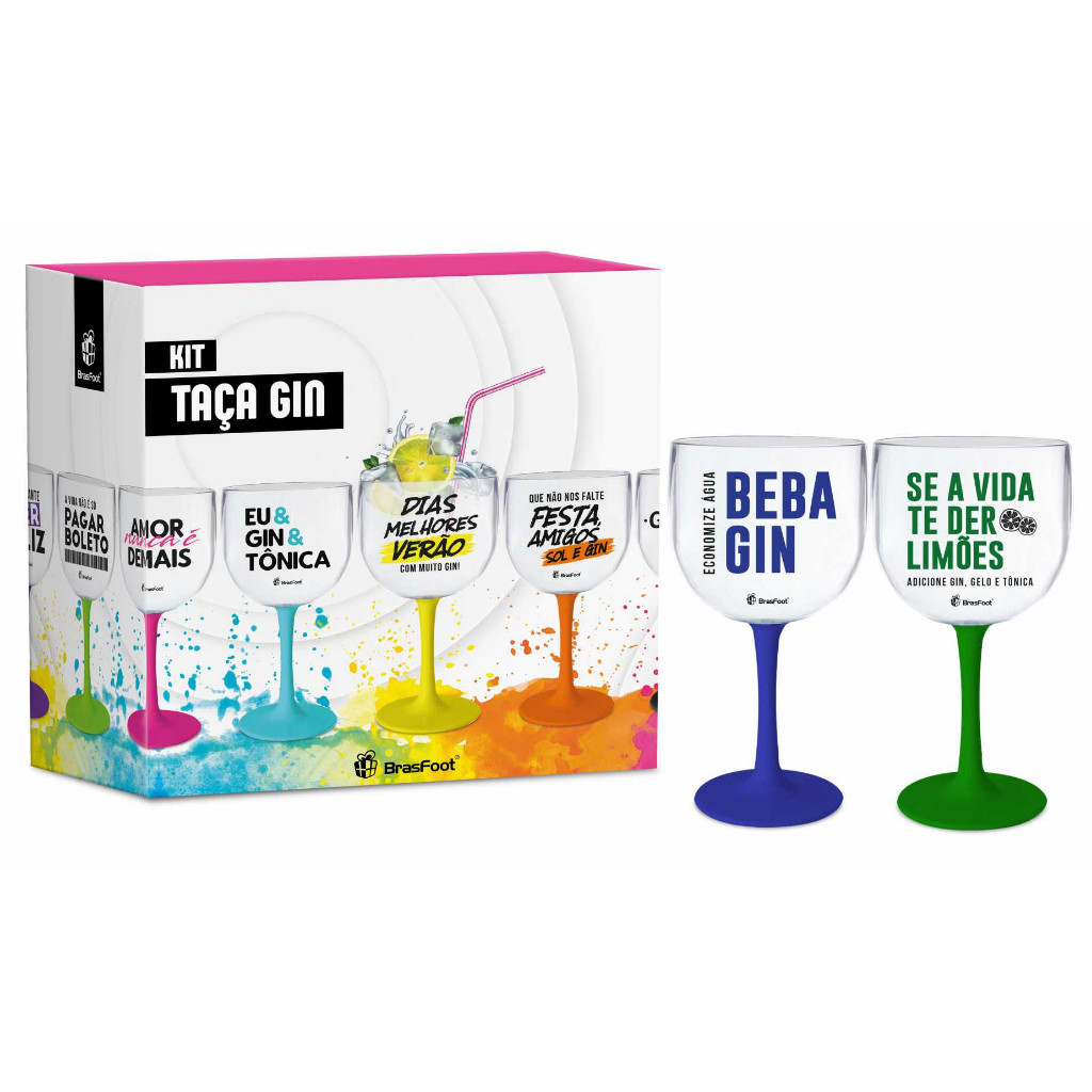Kit 2 Taças Festas para Drinks Coquetéis Gin 580 ml - Economize Água Beba Gin
