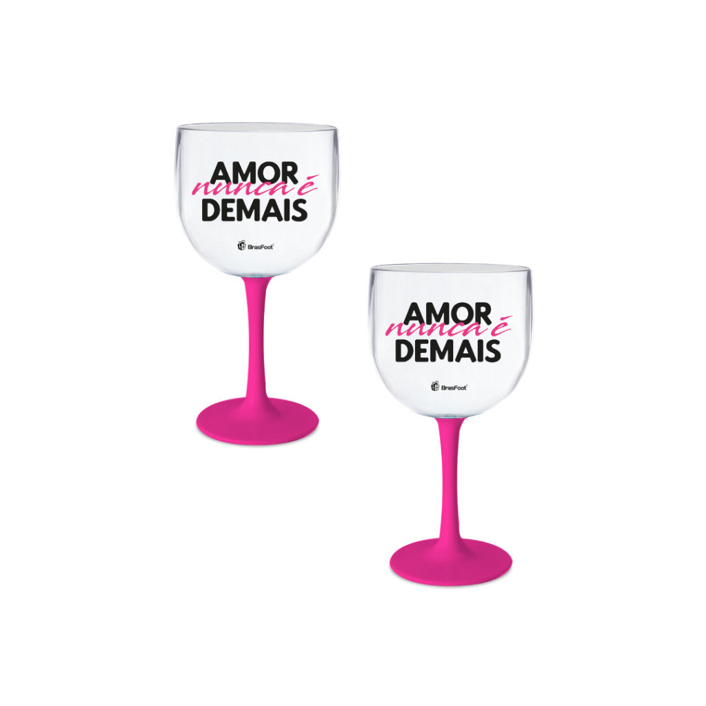 Taça Plástica para Festas - Drinks Coquetéis Gin 580 ml Marca Brasfoot – Tema Amor Nunca