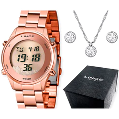 KIT RELÓGIO LINCE FEMININO ROSE GOLD DIGITAL SDR4638L RXRX