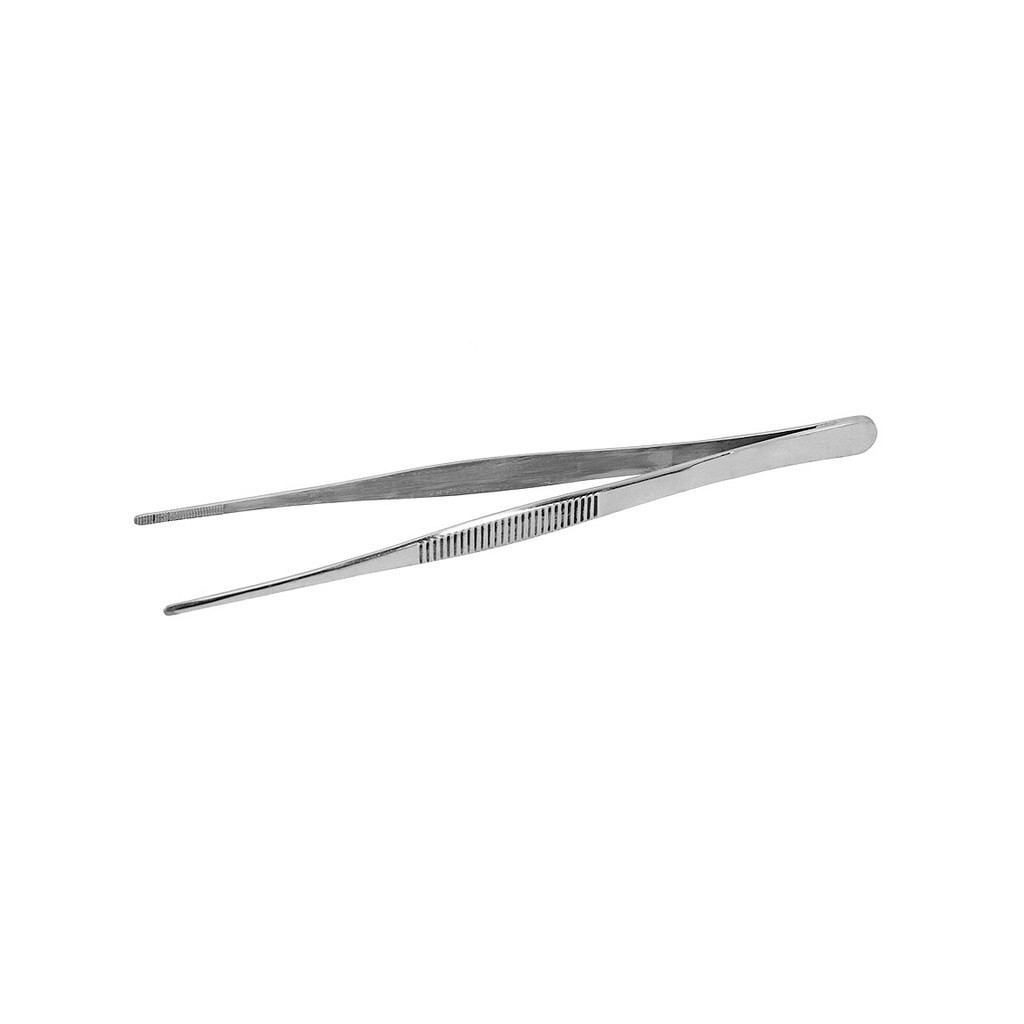 Pinça Culinaria Profissional Pegador Ponta Reta Serrilha Inox 20cm
