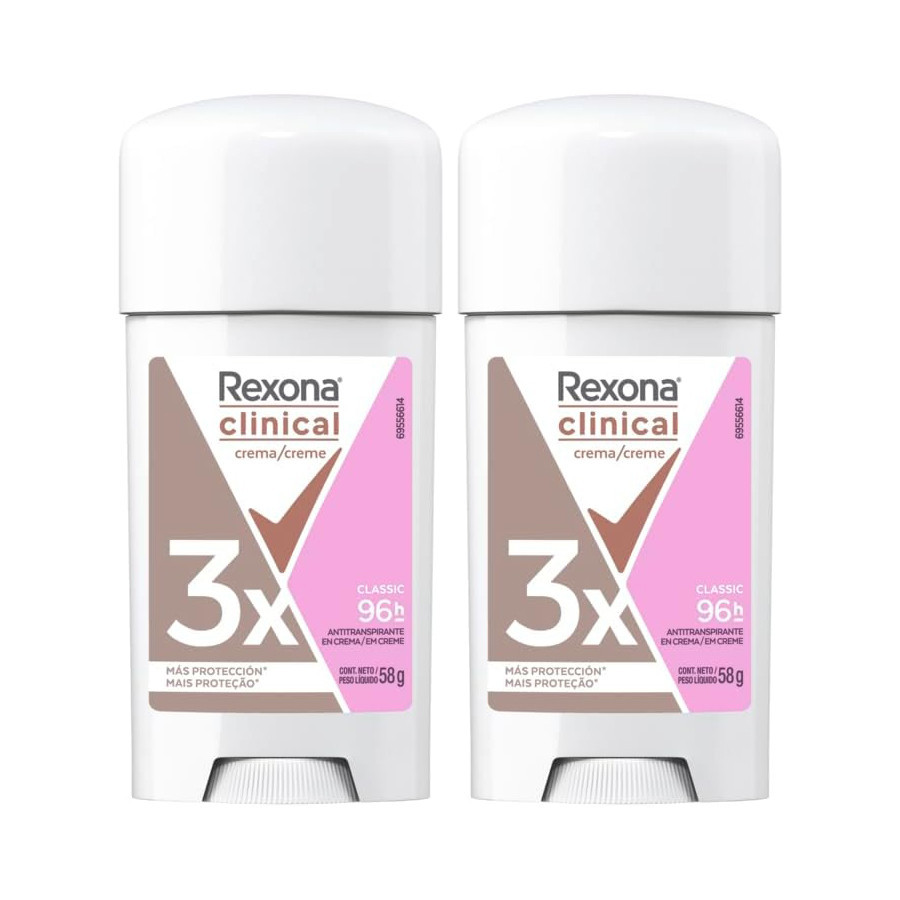 Desodorante Rexona Clinical Classic Feminino 58g - Kit C/2 Unidades em Oferta na Shopee