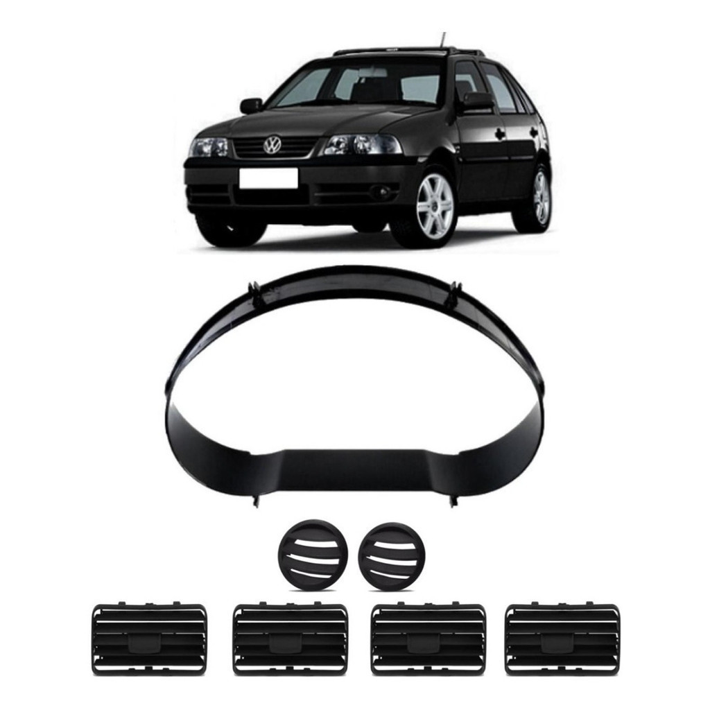 Capa Painel Velocímetro Kit Difusor Ar Gol Parati G3 Preto