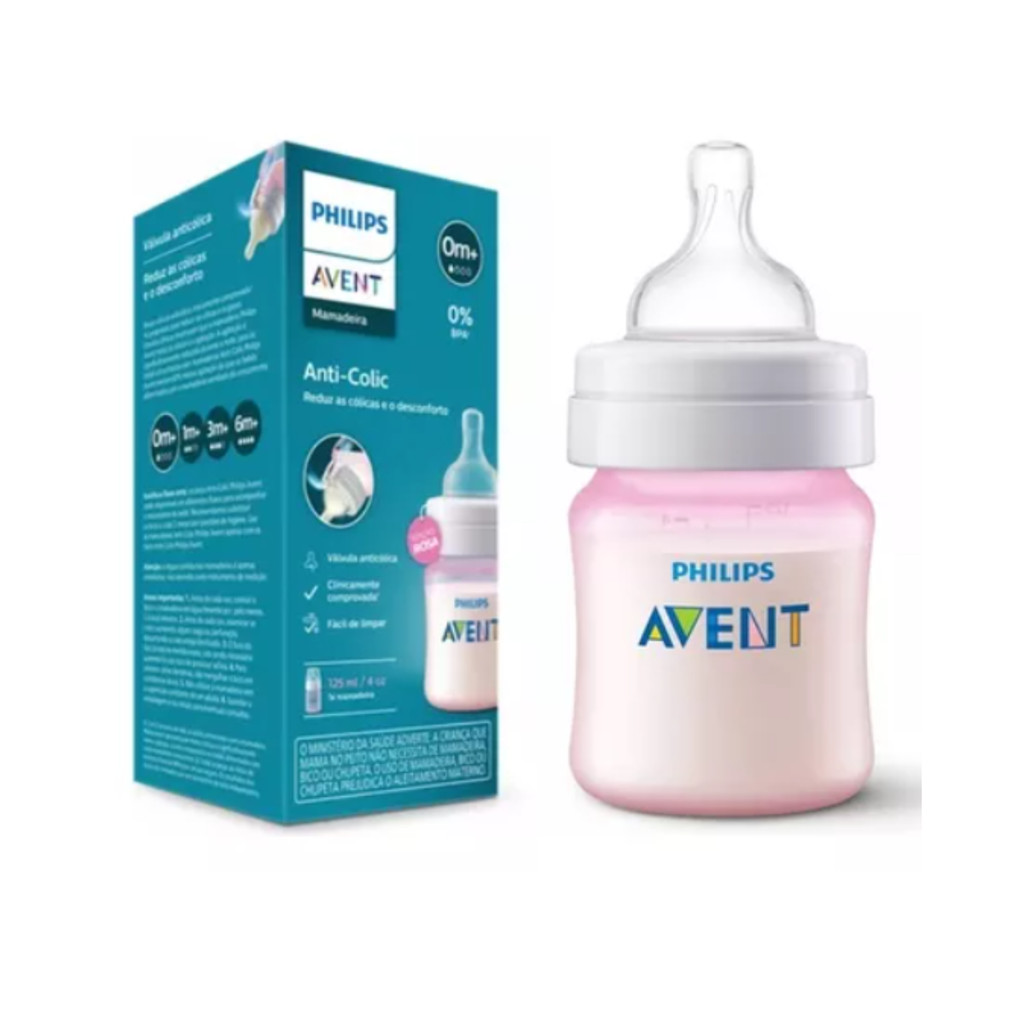 Mamadeira Recém Nascido  Avent Clássica Rosa 125ml  Bico Rn 0m+ em Oferta na Shopee