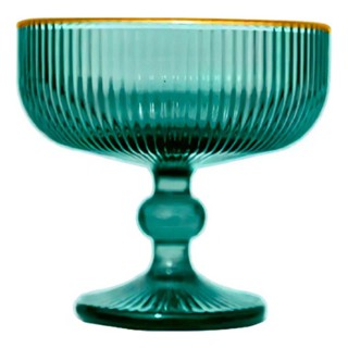 Jogo de 6 taças Sobremesa Cameratta em vidro com borda dourada 365ml A16,3cm verde em Oferta na Shopee