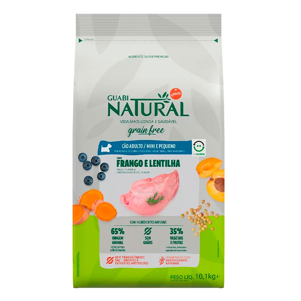 Imagem Ração Guabi Natural Cães Grain Free Adultos Raças Mini e Pequenas Frango e Lentilha 10,1kg