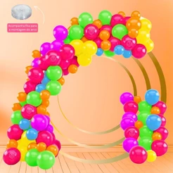 Kit 100 Balões NEON MISTO 9”+ MISTO 5”+ FITA PARA ARCO DESCONSTRUÍDO Balão Bexiga Liso Para Festas KIT58+(CHOCO)