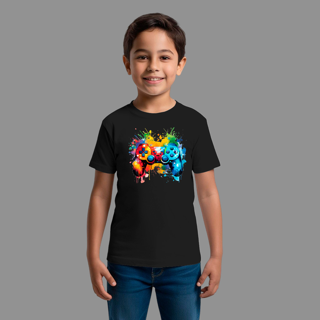 Camiseta Infantil Básica Masculina Streetwear Casual Confortável Manga Curta Gola Redonda Control Aqua