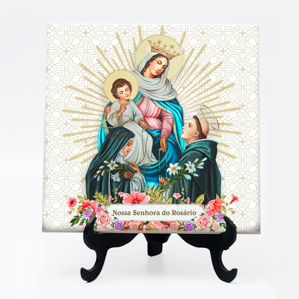 Quadro azulejo Fé Nossa Senhora do Rosário 24