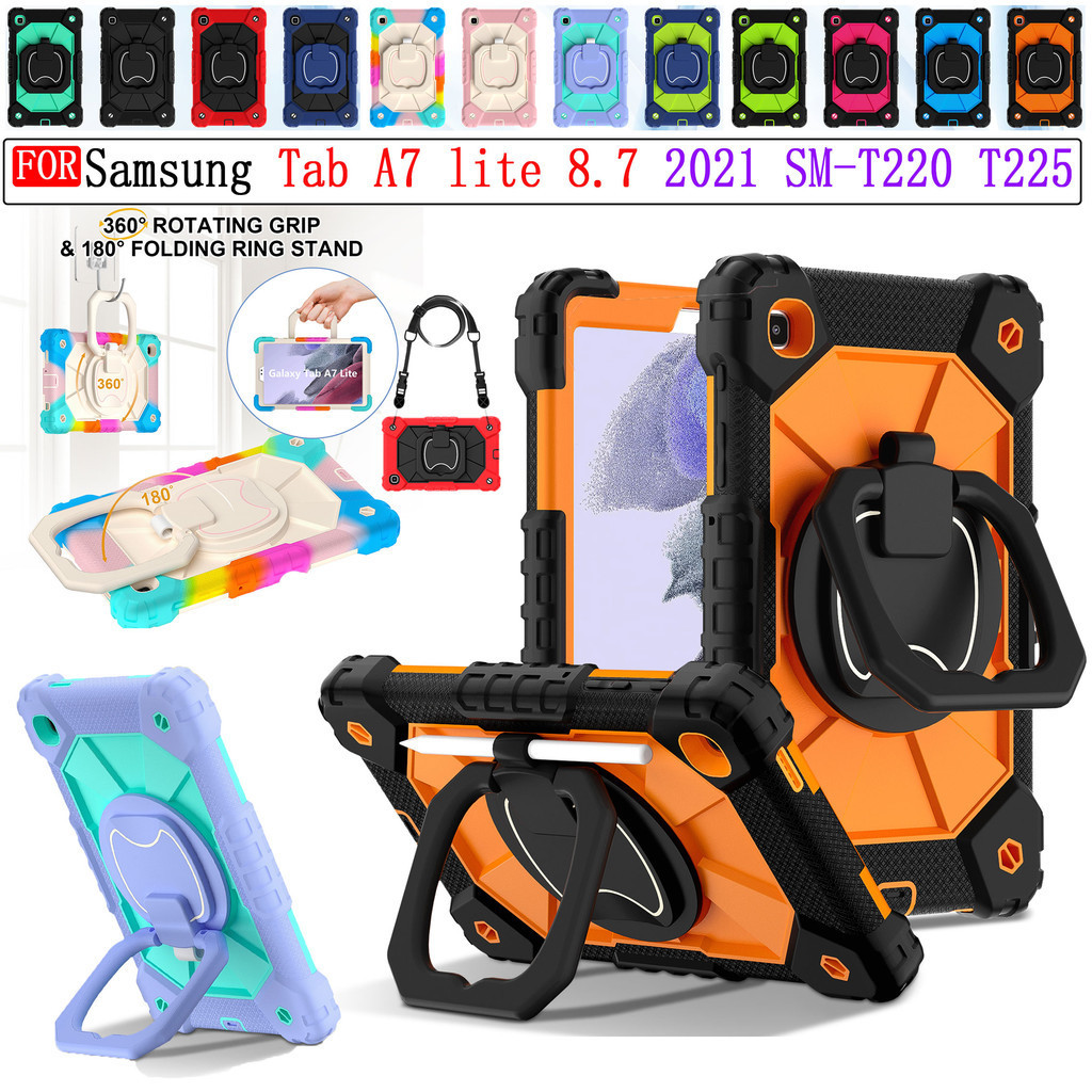 Para Samsung Galaxy Tab A7 lite 2021 SM-T220 T225 8,7 Polegadas 360 ° Porta-Malas Giratório Portátil Crianças Tampa De Mesa Segura À Prova De Choque Serviço Pesado