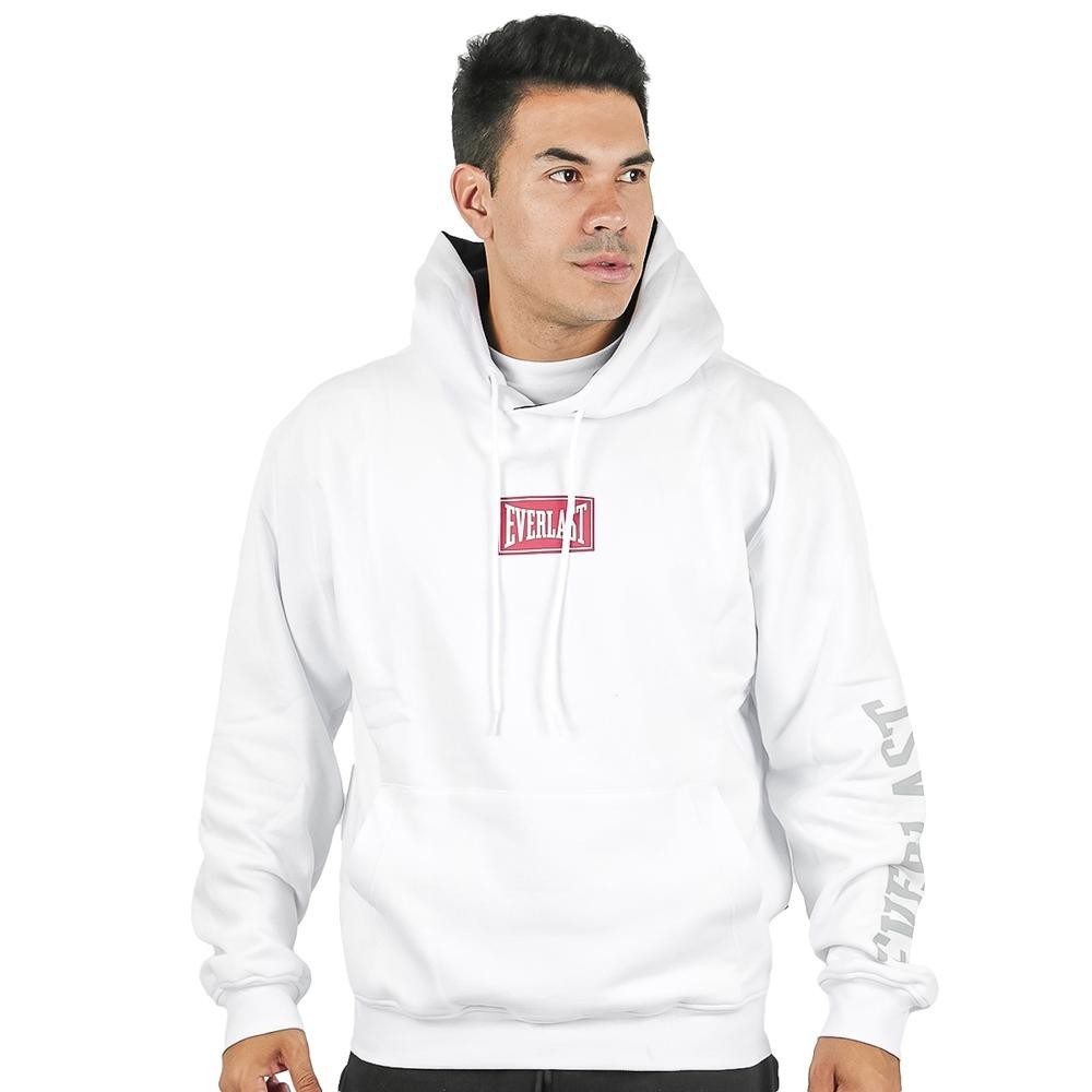 Detalhes do Moletom Everlast Box Logo Masc Branco / Vermelho