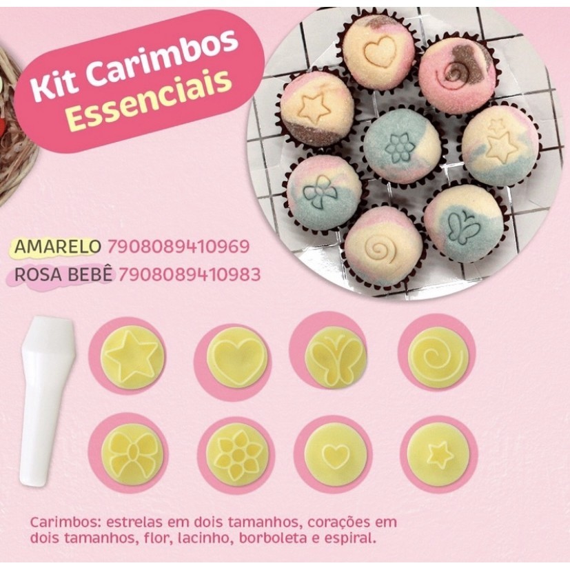 Kit Carimbos Essenciais - 9 Peças - Cor Rosa (Blue Star)// em Oferta na Shopee