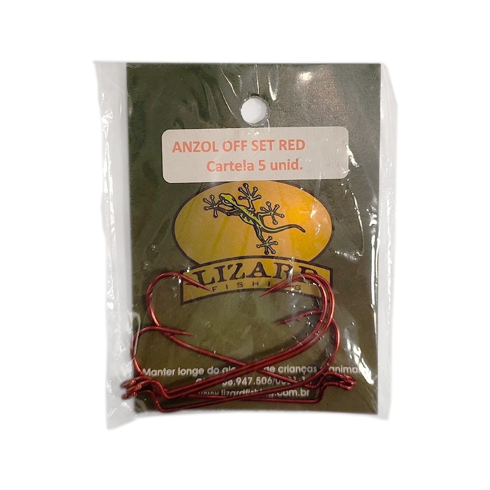 Anzol em Aço Carbono Off Set Red - CRT 5 PCS - Lizard