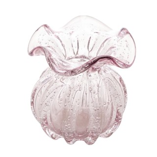 Vaso Wolff Italy de Vidro Rosa Claro 10cm x 11cm