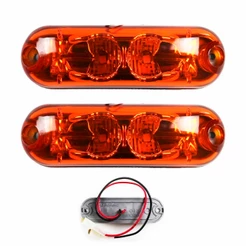 2 Lanterna Ônibus Caminhão Vigia Teto Cromada 2 LED 24 Volts AM